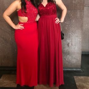 deep red prom dress
